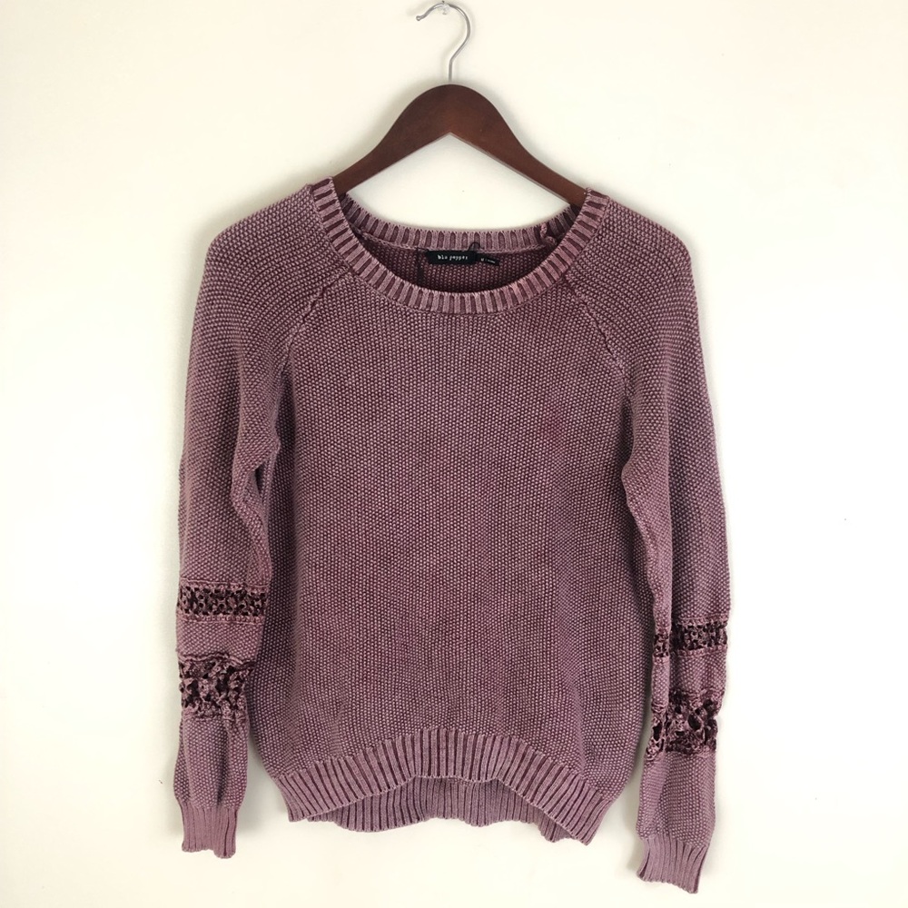 ❤️Blu Pepper sweater with crochet on sleeves